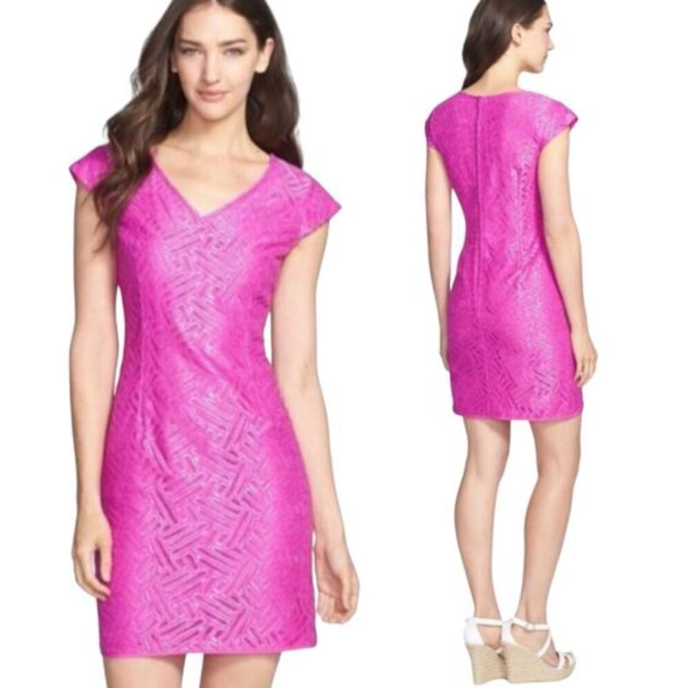 Lilly Pulitzer Magenta Selassie Mini Dress V-Neck Cap Sleeve Women's Size 10
